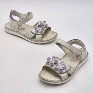 Primigi Girls Flower Rhinestone Leather Sandals White Kid's Size 33 EU 2 US RARE
